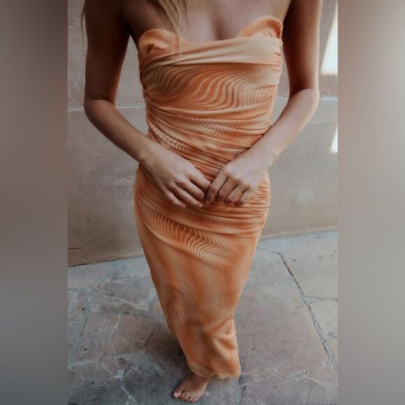 ZARA STRAPLESS PRINTED TULLE DRESS - Picture 8 of 10